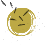 An illustration of a yellow ball with black feathers flying around it.